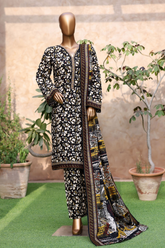 Bin Saeed Stitched 3 Piece Exclusive Printed Khaddar Vol-05 Collection'2025-WK-2401-Black